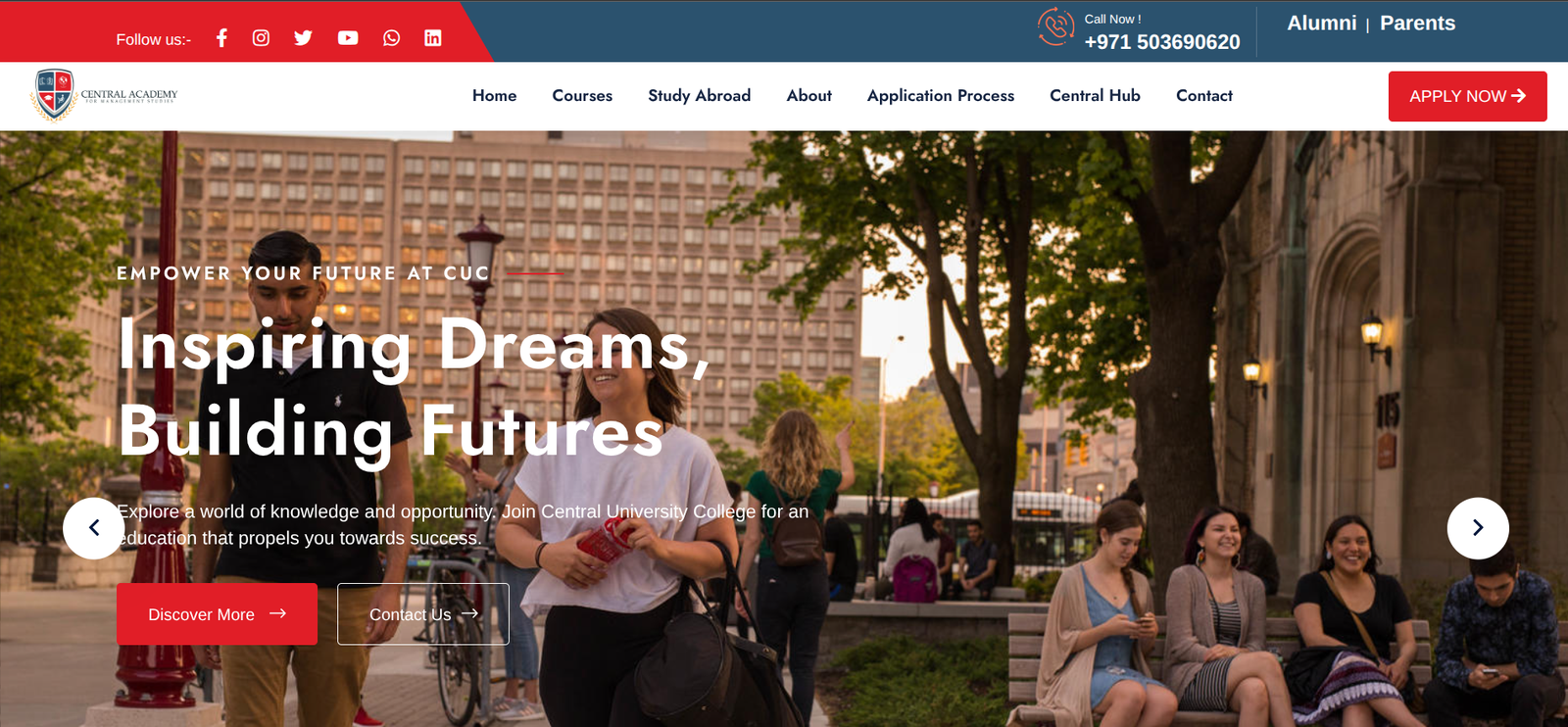 Central Academy UAE – Educational Website Development - Ritik Saini | Laravel Developer | Portfolio