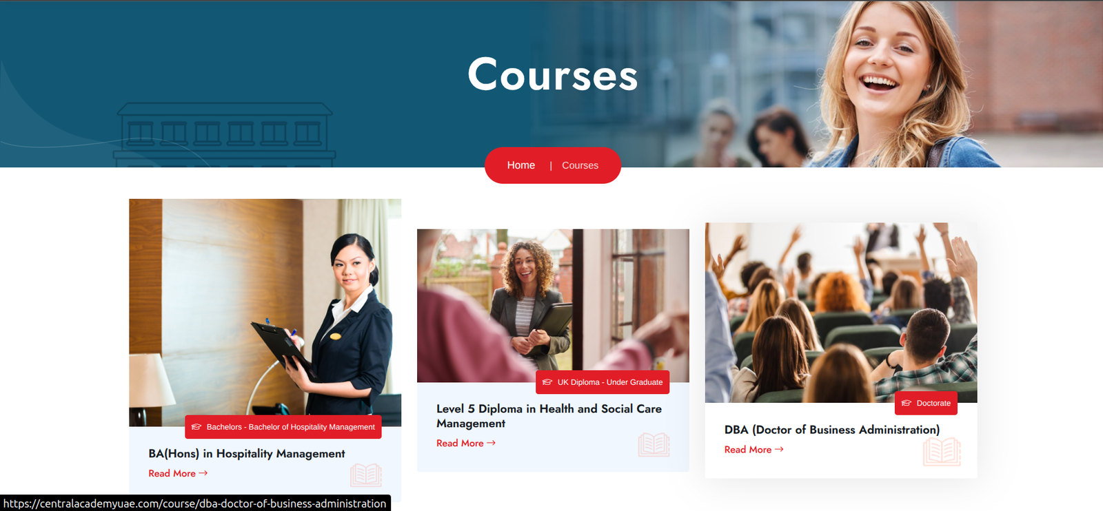 Central Academy UAE – Educational Website Development - Ritik Saini | Laravel Developer | Portfolio